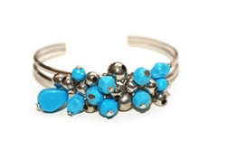 Beaded Blue and Silver Cuff