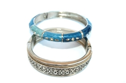 Silver and Blue Enamel Bracelets